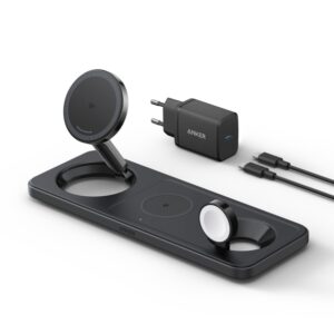 CARGADOR ANKER MAGGO MAGNETIC WIRELESS CHARGER (15W 3-IN-1 PAD BLACK) 0194644173289 B25M1311