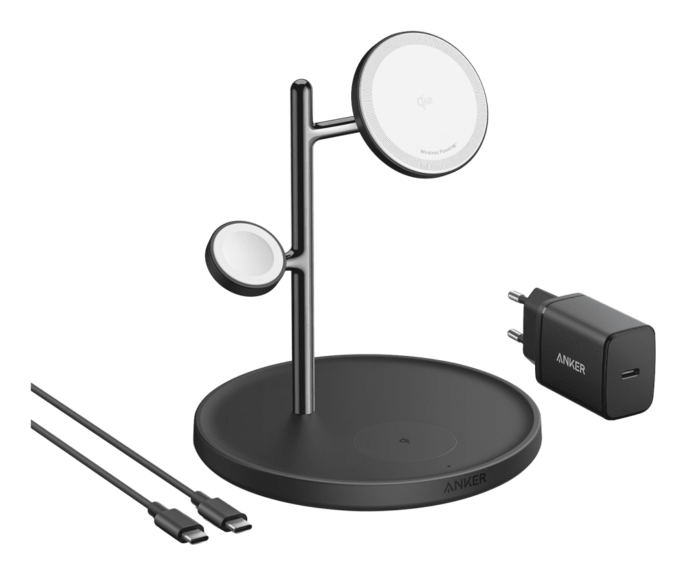 CARGADOR ANKER MAGGO MAGNETIC WIRELESS CHARGER (15W 3-IN-1 STAND BLACK) 0194644173050 B25M3311