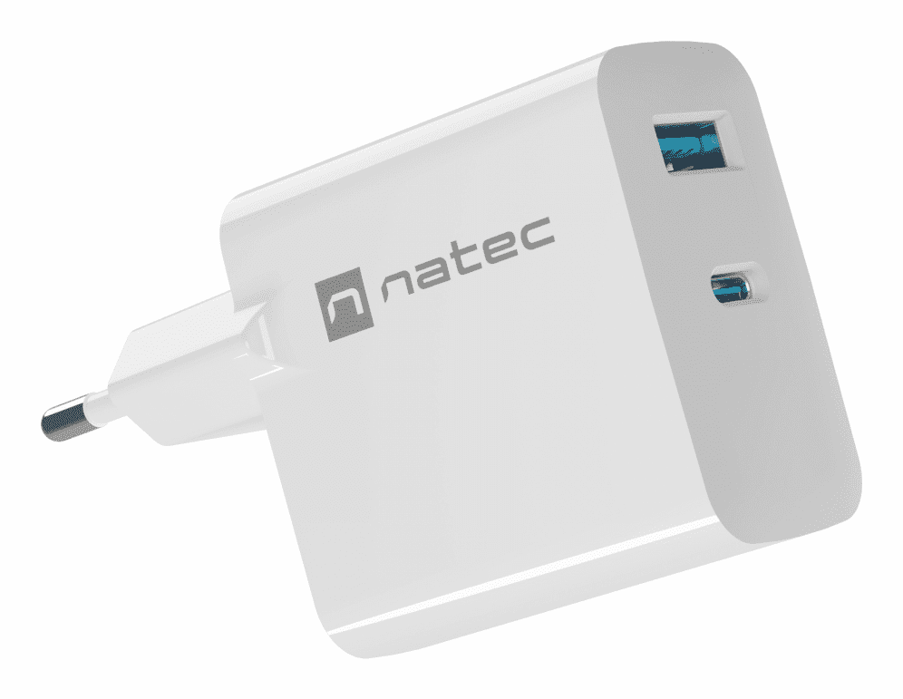 CARGADOR NATEC RIBERA GAN 65W PD3.0 QC3.0 1XUSB-A + 1XUSB-C BLANCO 5901969444254 NUC-2144