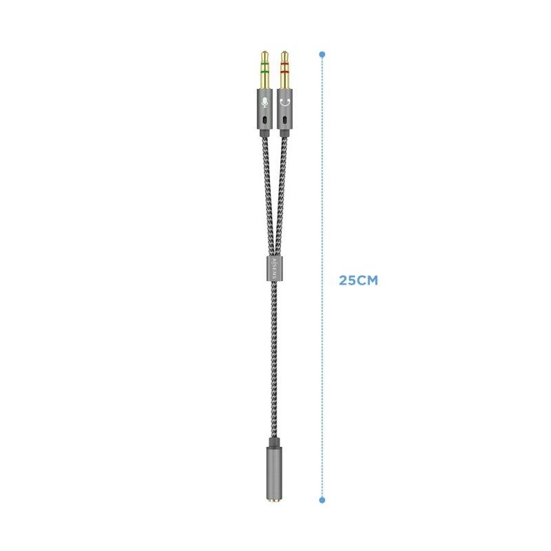 Cable-Estereo-Aisens-A128-0417-Jack-3.5-Hembra-2x-Jack-3.5-Macho-25cm-Gris-8436574704778-A128-0417-AIS-ADP-JACK-A128-0417-1