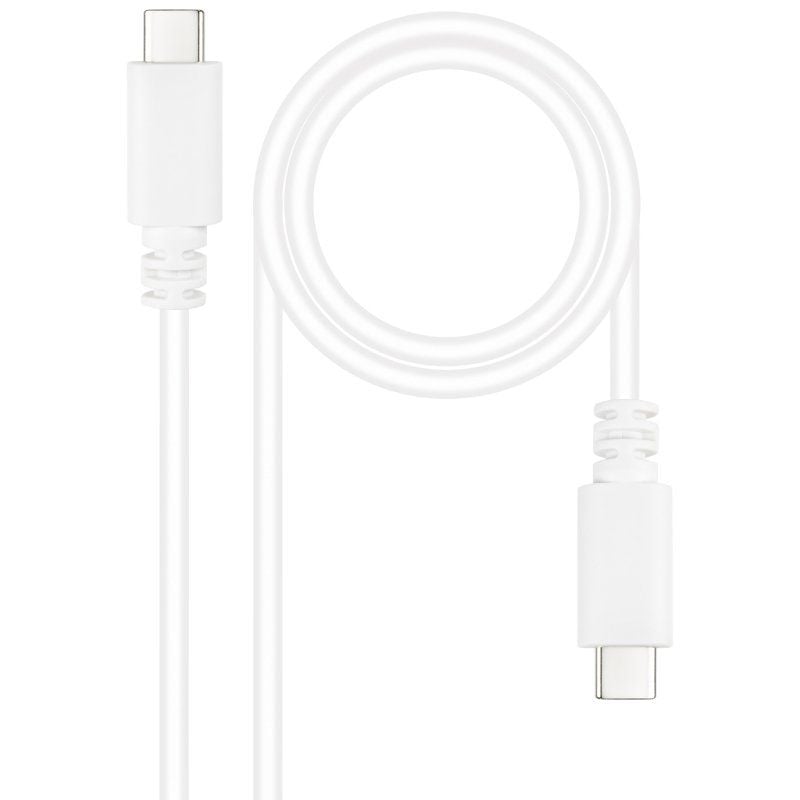 Cable USB 2.0 Tipo-C Nanocable 10.01.2301-W/ USB Tipo-C Macho - USB Tipo-C Macho/ 480Mbps/ 1m/ Blanco 8433281014459 10.01.2301-W NAN-CAB 10 01 2301-W