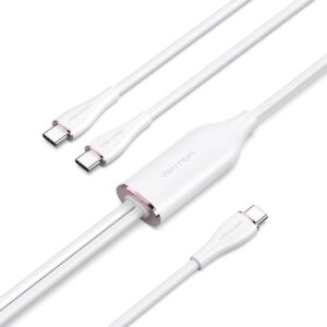 Cable USB 2.0 Tipo-C Vention CTMWG/ USB Tipo-C Macho - 2 x USB Tipo-C Macho/ Hasta 100W/ 480Mbps/ 1.5m/ Blanco 6922794774216 CTMWG VEN-CAB CTMWG