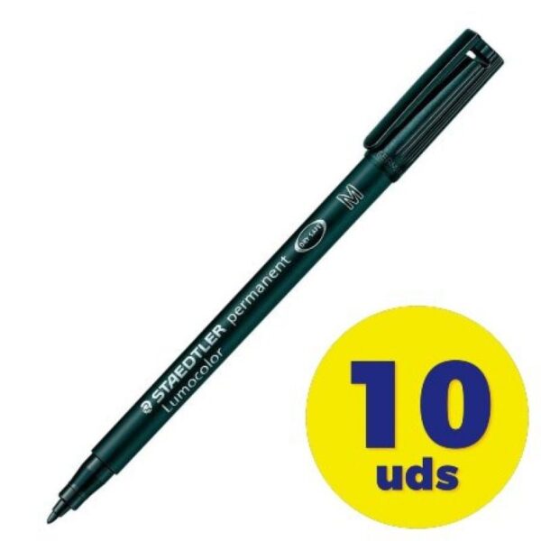 Caja de Rotuladores Permanentes Staedtler Lumocolor 317/ 1mm/ 10 unidades/ Negros 4007817332221 317-9 STD-ROTU M 317 NEGRO 10U