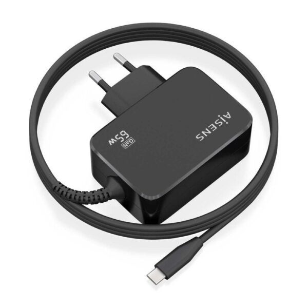 Cargador Gan de Pared Aisens ASCH-1PD65WL033-BK/ 1xUSB Tipo-C + Cable 1.8m/ 65W - Imagen 2