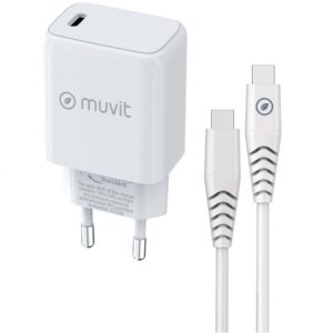 Cargador de Pared Muvit For Change MCPAK0044/ 1xUSB Tipo-C + Cable USB Tipo-C/ 20W 3663111153590 MCPAK0044 MUV-CARGA MCPAK0044