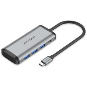 Docking USB Tipo-C Vention TGRHB/ 3xUSB/ 1xLector Tarjetas/ 1xUSB Tipo-C PD/ Gris 6922794749283 TGRHB VEN-DOCK TGRHB