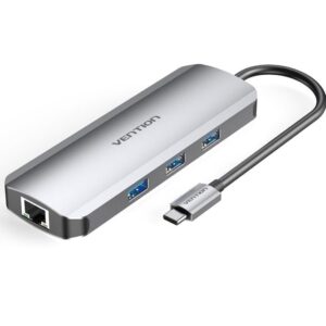 Docking USB Tipo-C Vention TOKHB/ 1xHDMI/ 3xUSB/ 1xUSB Tipo-C PD/ 1xRJ45/ 1xLector Tarjetas SD y MicroSD/ Gris 6922794753488 TOKHB VEN-DOCK TOKHB