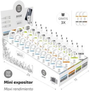 Expositor de Cargadores y Cables Tech One Tech Basik TEC2990/ Incluye 30 Cables / 10 Cargadores /  Regalo 3 Cables USB Tipo-C 8436546593867 TEC2990 TOT-CARGA EXPOSITOR TEC2990