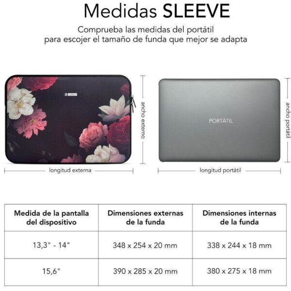 Funda Subblim Trendy Sleeve Neo Flowers para Portátiles hasta 14" - Imagen 4