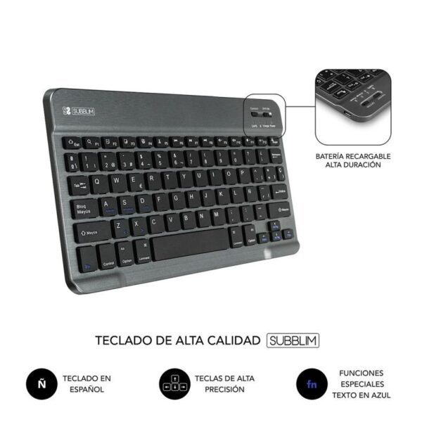 Funda con Teclado Subblim Keytab Pro Bluetooth para Tablets de 10.1"-10.8"/ Negra - Imagen 5