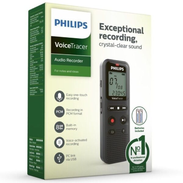 Grabadora de Voz Philips VoiceTracer DVT1160/ 8kHz/ Negro - Imagen 3