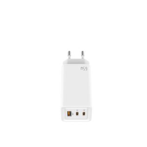 LEOTEC CARGADOR 65W GaN CARGA RAPIDA 2 USB TIPO-C PD 1 USB-A BLANCO 8436588881984 LECSPH65W3W