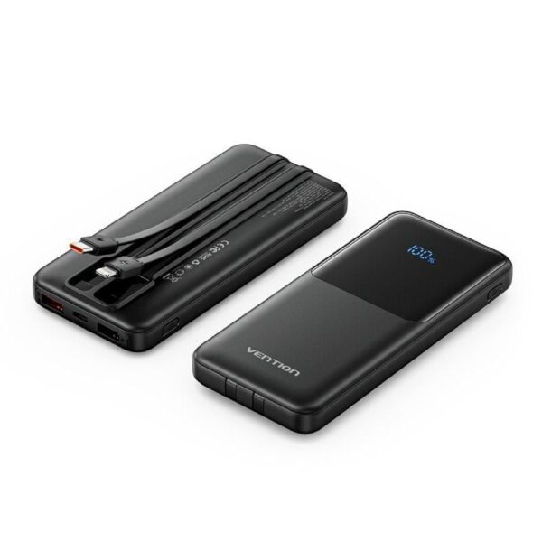 Powerbank 10000mAh Vention FHOB0/ 22.5W/ Negra/ Incluye Cable USB TIpo-C y Lightning - Imagen 2