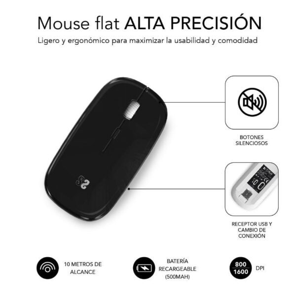 Ratón Inalámbrico por Bluetooth Subblim Dual Flat/ Batería recargable/ Hasta 1600 DPI - Imagen 2