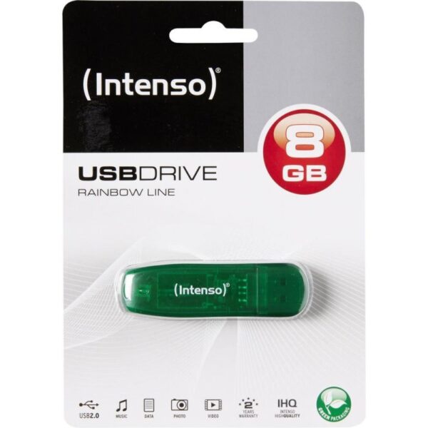 Memoria usb 2.0 intenso rainbow 8gb verde - Imagen 2