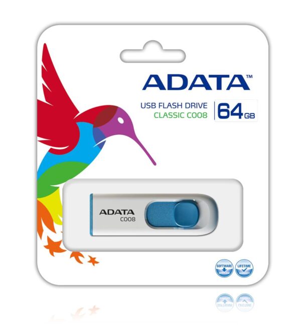 Memoria usb 2.0 adata c008 64gb blanco - azul - Imagen 2