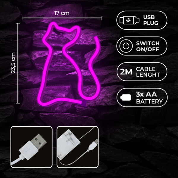 Lampara forever neon led cat pink - Imagen 4