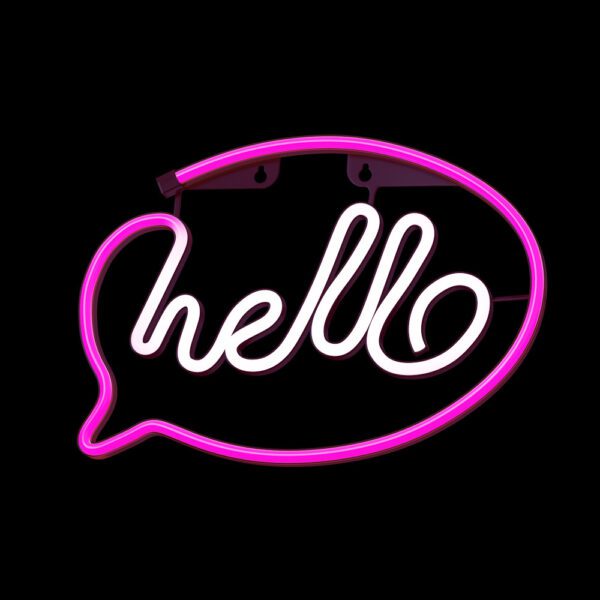 Lampara forever neon led hello pink white - Imagen 3