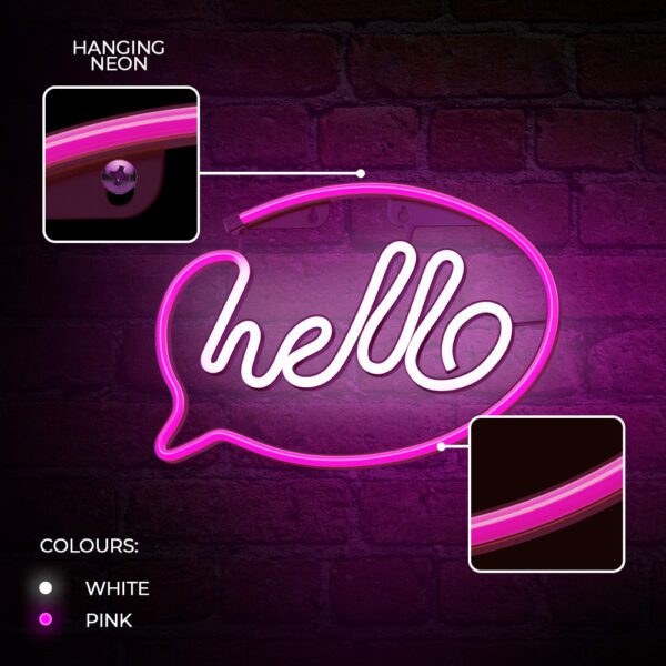 Lampara forever neon led hello pink white - Imagen 5