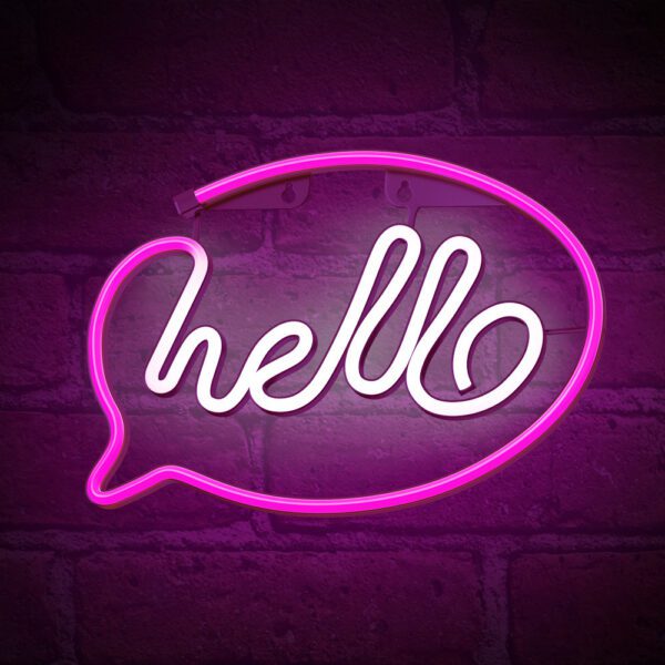 Lampara forever neon led hello pink white - Imagen 6