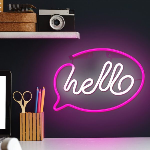 Lampara forever neon led hello pink white - Imagen 8