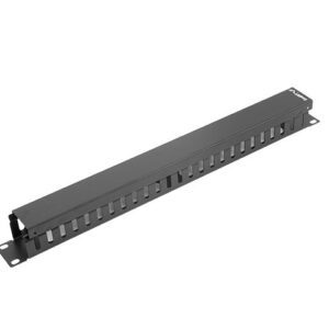 5901969403695 | P/N: AK-1201-B | Cod. Artículo: DSP0000001350 Organizador de cables lanberg metalico 1u tipo a rack 19 negro