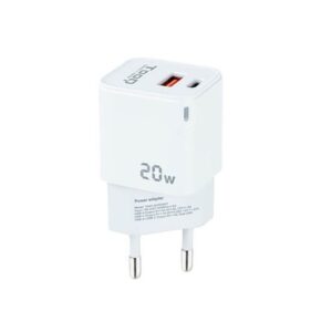 8433281012547 | P/N: TQWC-QCPD20WT | Cod. Artículo: DSP0000013627 Cargador de pared tooq doble usb - c + usb a blanco 20w