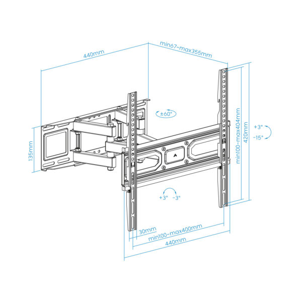 Soporte de pared tooq para pantallas 32pulgadas -  70pulgadas inclinable - Imagen 2