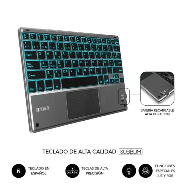 Funda + teclado subblim para ipad pro 11pulgadas negro - gris - Imagen 3