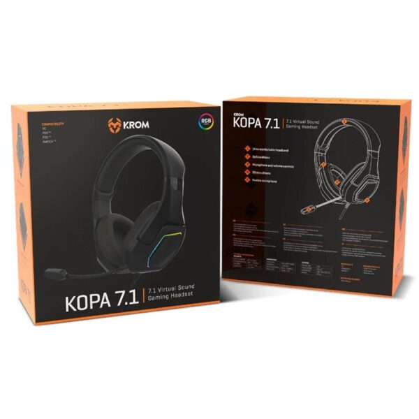 Auriculares gaming krom kopa usb negro - Imagen 4