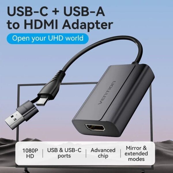 Adaptador Vention ACYHB/ USB Tipo-C Macho/ USB Macho - HDMI Hembra - Imagen 2