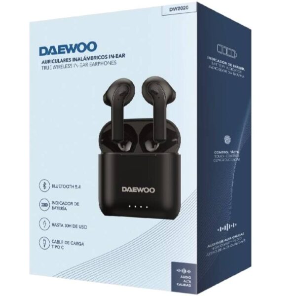 Auriculares Bluetooth Daewoo DW2020 con estuche de carga/ Autonomía 5h/ Negros - Imagen 3