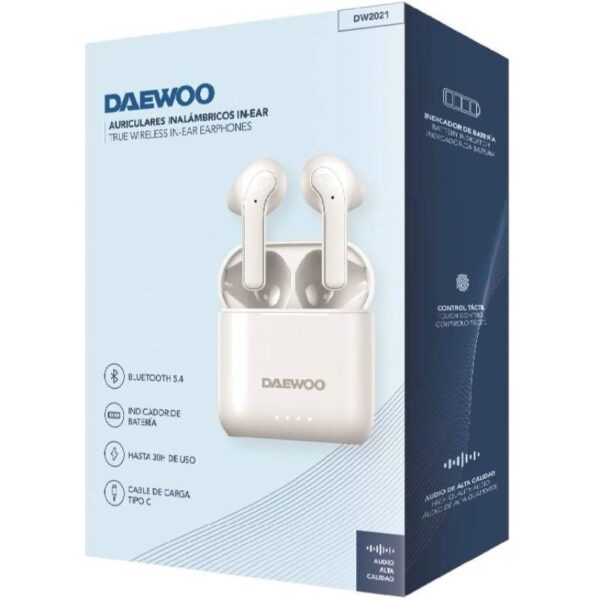 Auriculares Bluetooth Daewoo DW2021 con estuche de carga/ Autonomía 5h/ Blancos - Imagen 3