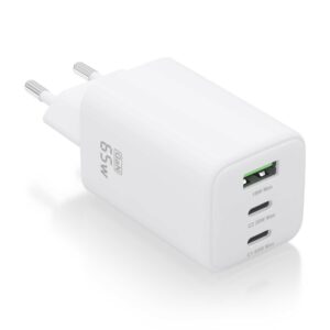 CARGADOR AISENS GAN 65W 2XUSB-C PD3.0 QC4.0 1XUSB-A QC3.0 BLANCO 8435739901311 ASCH-65W3P041-W