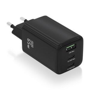 CARGADOR AISENS GAN 65W 2XUSB-C PD3.0 QC4.0 1XUSB-A QC3.0 NEGRO 8435739901359 ASCH-65W3P042-BK