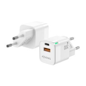 CARGADOR GAN AISENS 30W 1XUSB-C PD3.0 QC4.0 1XUSB-A QC3.0 BLANCO 8436574708721 ASCH-30W2P004-W