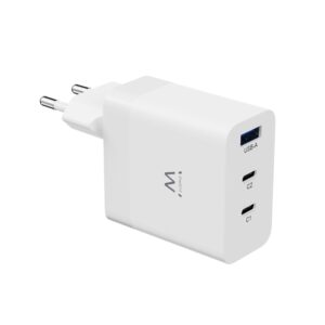 CARGADOR MOVIL EWENT CARGA RAPIDA PUERTOS 2 USB-C Y 1 USB-A 65W BLANCO 8052101430943 EW1323