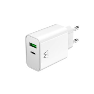 CARGADOR MOVIL EWENT CARGA RAPIDA PUERTOS USB-C Y USB-A 30W BLANCO 8052101431810 EW1325