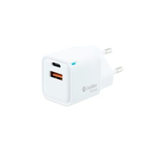 CARGADOR USB PARED COOLBOX GAN 20W USB-C/USB-A QC3.0 BLANCO 8437012429932 P/N: COO-CUP-20CA | Ref. Artículo: COO-CUP-20CA