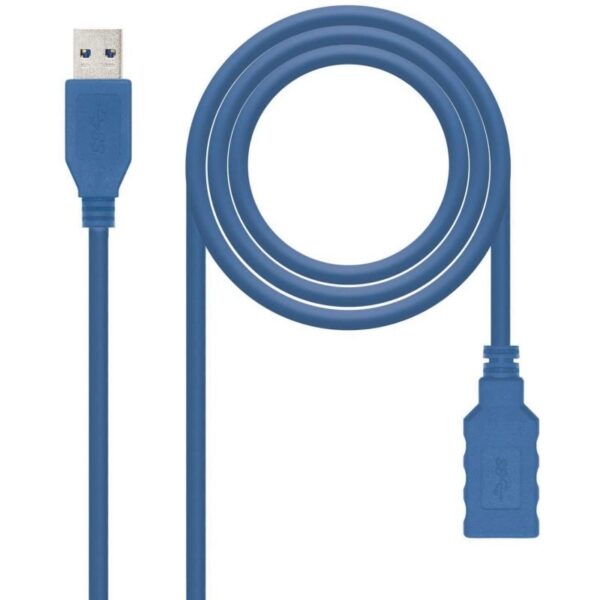 Cable Alargador USB 3.0 Nanocable 10.01.0902-BL/ USB Macho - USB Hembra/ 2m/ Azul - Imagen 2