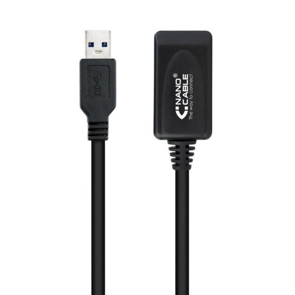 Cable Alargador USB 3.0 con Amplificador Nanocable 10.01.0311/ USB Macho - USB Hembra/ 5m/ Negro - Imagen 2