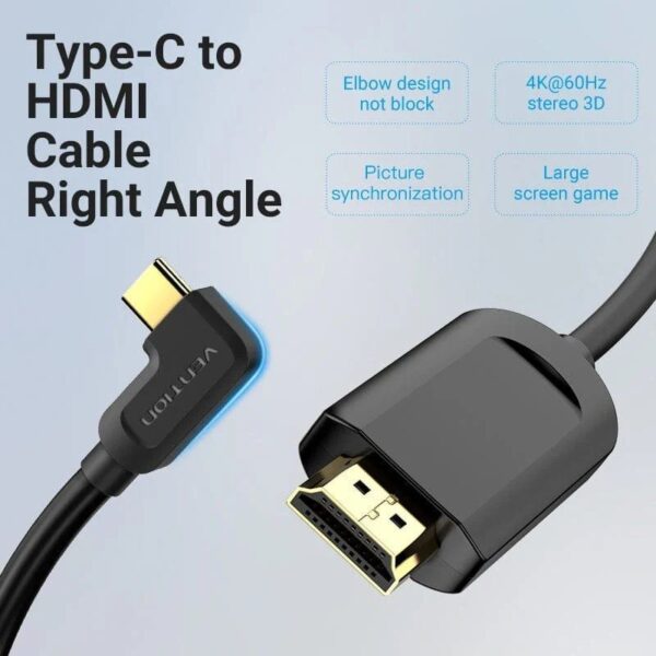 Cable Conversor HDMI 1.4 4K Vention CGVBG/ USB Tipo-C Macho - HDMI Macho/ 1.5m/ Negro - Imagen 2