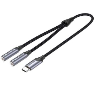 Cable Conversor USB Tipo-C Vention BGNHY/ USB Tipo-C Macho - 2x Jack 3.5 Hembra/ 30cm/ Gris 6922794751514 BGNHY VEN-CAB BGNHY