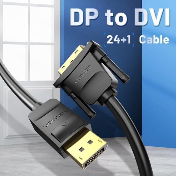 Cable Conversor Vention HAFBF/ DisplayPort Macho - DVI Macho/ 1m/ Negro - Imagen 2