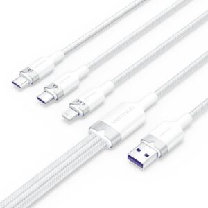 Cable USB 2.0 Lightning Vention CTPWG/ USB Macho/ USB Tipo-C Macho - MicroUSB Macho - Lightning Macho/ 1.5m/ Blanco 6922794709690 CTPWG VEN-CAB CTPWG