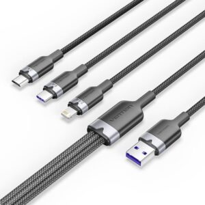 Cable USB 2.0 Lightning Vention CTRBG/ USB Macho/ USB Tipo-C Macho - MicroUSB Macho - Lightning Macho/ 1.5m/ Negro 6922794709805 CTRBG VEN-CAB CTRBG