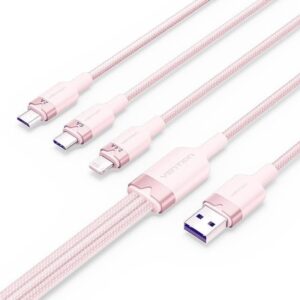 Cable USB 2.0 Lightning Vention CTRPG/ USB Macho/ USB Tipo-C Macho - MicroUSB Macho - Lightning Macho/ 1.5m/ Rosa 6922794709836 CTRPG VEN-CAB CTRPG