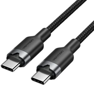 Cable USB 2.0 Tipo-C 3A Vention TRDBF/ USB Tipo-C Macho - USB Tipo-C Macho/ Hasta 60W/ 480Mbps/ 1m/ Negro 6922794783409 TRDBF VEN-CAB TRDBF