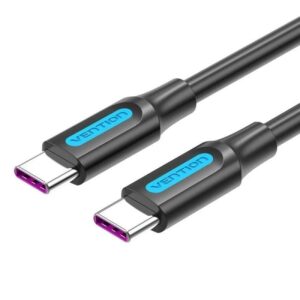 Cable USB 2.0 Tipo-C Vention COTBD/ USB Tipo-C Macho - USB Tipo-C Macho/ Hasta 100W/ 480Mbps/ 50cm/ Negro 6922794749306 COTBD VEN-CAB COTBD