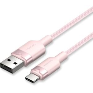 Cable USB 2.0 Tipo-C Vention CTNPF/ USB Tipo-C Macho - USB Macho/ Hasta 60W/ 480Mbps/ 1m/ Rosa 6922794709621 CTNPF VEN-CAB CTNPF